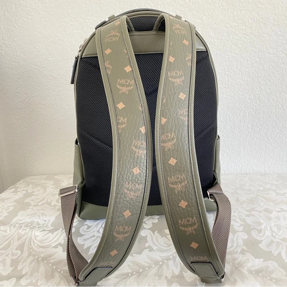 MCM military green Backpack Mixed Leather